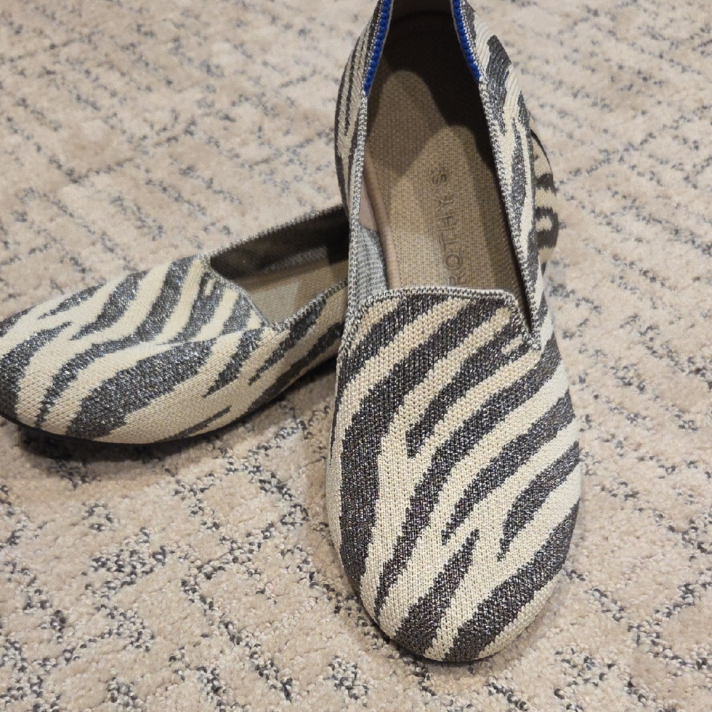 Rothy's Zebra Print Flats in Black and Cream